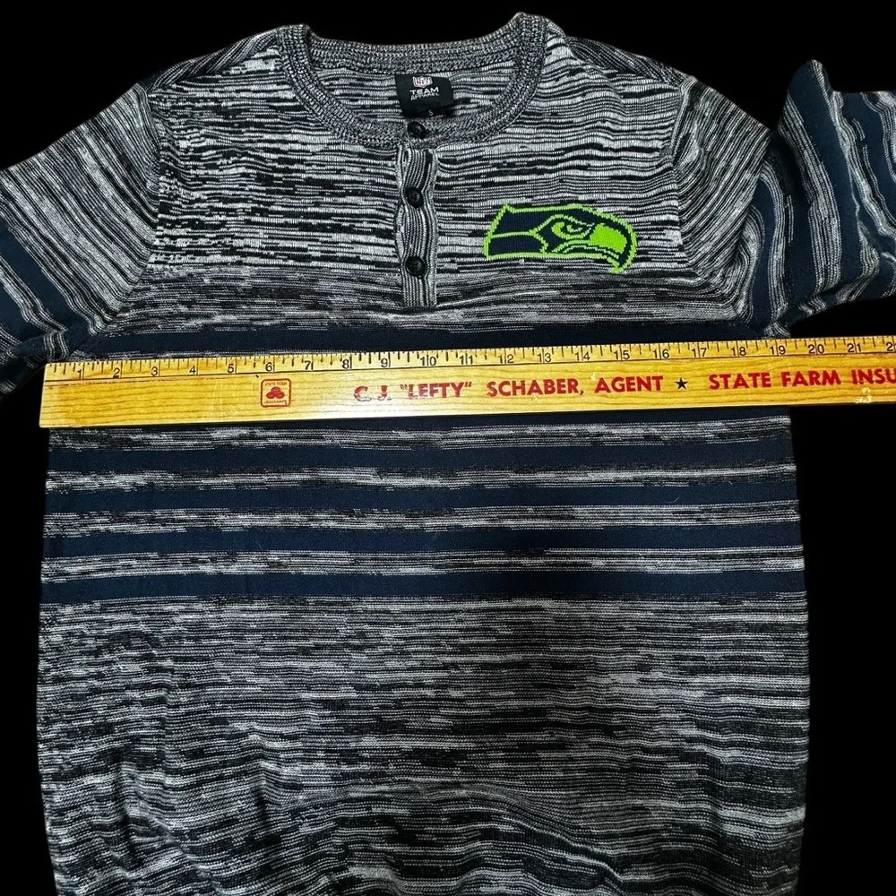 NFL Team Apparel Seattle Seahawks Henley Long Sleeve Logo Sweater Mens Small - Picture 7 of 13